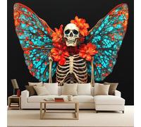 Papel Pintado Calavera Fotomurales Pared Gótico Tejido No Tejido Decorativos Murales Fotográfico Art Decó XXL Moderno Decoración de Paredes 3D Tv Fondo Dormitorio (300x210 cm)