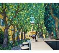 Papel Pintado Camino Forestal Abstracto Salón Dormitorio Fotomurales Pared Pintura Óleo Impresionista Decorativos 3D Murales Fotográfico Papel Tapiz Moderno Verde Oscuro Decoración De Paredes, 200X140