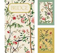 Papel pintado chino Caspari: el set de regalo Caspari Bridge incluye doble baraja de cartas y 2 blocs de puntuación en una caja de presentación, 11 x 19,5 x 2 cm