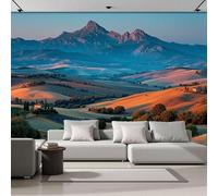 Papel Pintado Colinas Toscanas 400x280cm Fotomurales Seda Paisaje Pastoral, Realismo Papel Tapiz Grande Murales Fotográfico Moderno Decoración De Paredes, Azul