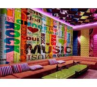 Papel Pintado Color De Moda Tablero De Madera Fuente Creativa Música Inglesa Tema Bar Restaurante Occidental Fondo Mural De Pared Té De La Tarde Cafetería Papel Pintado,3D,150x105cm