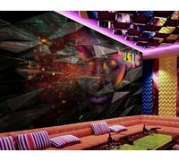 Papel Pintado Colorido Negro Geométrico Tridimensional Lentejuelas Música Tema Club Nocturno Bar Restaurante Occidental Fondo Mural De Pared Té De La Tarde Cafetería Papel Pintado,3D,150x105cm