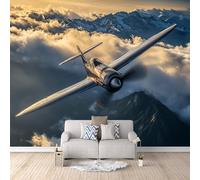 Papel Pintado Combatiente 300 x 210 CM, 3D Montañas Nevadas Paisaje Dormitorio Mate Grueso Fotomurales Pared, Impermeable Murales Papel Tapiz, No Tejido Sala de Estar Papel Tapiz Grande