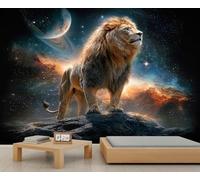 Papel pintado con diseño de animales, león, planetas, cosmos, planetas, cielo estrellado, nebulosas, para niños, para dormitorio, sala de estar, sofá, TV, fondo de pared, 250 x 175 cm