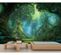 Papel pintado con diseño de bosque encantado de fantasía, selva, niñas, dormitorio, árbol, murales de pared para sala de estar, dormitorio, sala de estar, póster mural, 400 x 280 cm