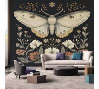 Papel pintado con diseño de polilla e insectos - Fotopapel pintado con estampado de mariposa mística y plantas - Decoración para sala de estar y dormitorio - Papel pintado para pared - Decoración de p