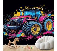 Papel pintado con grafitis de tractores coloridos, papel pintado de vehículos agrícolas, papel pintado no tejido, papel pintado moderno para pared, sala de estar, dormitorio, habitación infantil, deco