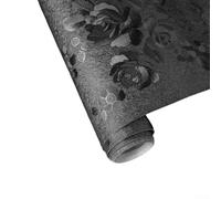 Papel pintado con patrón floral extraíble para instalar, adhesivo de pared de vinilo negro para decoración del hogar y jardín (45 cm x 1 m)