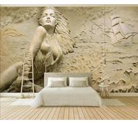 Papel pintado con relieve dorado, belleza, mar, fondo, pared, sala de estar, dormitorio, cafetería, mural, 3D, 200 x 140 cm