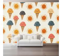 Papel pintado Cono De Helado, 250 x 175 cm Papel tapiz fotográfico personalizado no tejido para sala de estar y habitación infantil, Vistoso