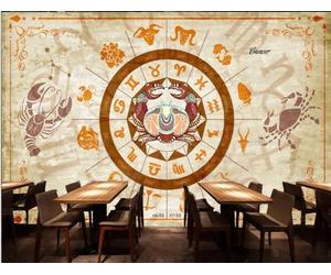 Papel Pintado Constelación De Moda Retro Pintado A Mano Tema De Cáncer Tienda De Bebidas Té De La Tarde Fondo De Restaurante Occidental Papel Tapiz De Pared Mural De Cafetería,3D,350x245cm