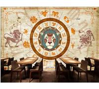 Papel Pintado Constelación De Moda Retro Pintado A Mano Tema Leo Tienda De Bebidas Té De La Tarde Fondo De Restaurante Occidental Papel Tapiz De Pared Mural De Cafetería,3D,200x140cm