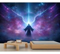 Papel pintado cósmico de cielo estrellado con ángeles de nebulosa, papel pintado para habitación de dioses y niñas, para sala de estar, dormitorio, póster mural, 100 x 70 cm