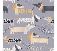 Papel pintado CRE8TIVE de perro gris para niños Papel de contacto de adiposo cachorro autoadhesivo extraíble para guardería Papel pintado de despegar y pegar Animal envoltura de vinilo para gabinete