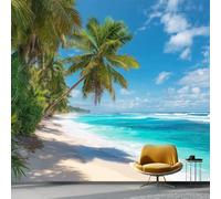 Papel Pintado Creativo DIY Vacaciones En La Playa Playa Isla, 300 x 210 cm Murales Decorativos Pared Papel Pintado, Azul Mural Fotográfico para Estudio TV Salón Dormitorio Sofá
