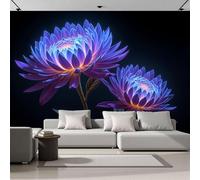 Papel Pintado Crisantemos Color Púrpura Y Azul Estilo De Arte Moderno 200 × 140 Cm Fotomurales Pared Seda Decorativos Murales Fotográfico De Paredes Salón Dormitorio Púrpura Claro