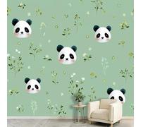 Papel pintado de animales de dibujos animados, mural de pared de 200 x 140 cm, no tejido, impresión artística de alta calidad, para decoración de dormitorio, póster de panda lindo no se pela ni se