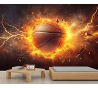 Papel pintado de baloncesto, mural grande de baloncesto, papel tapiz deportivo para dormitorio, mural de pared para niños, 200 x 200 cm (no se pela y pega)