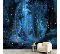 Papel pintado de bosque de cuento de hadas - Mural de pared de 250 x 175 cm, no tejido, impresión artística de alta calidad, mural de pared para decoración de dormitorio, póster de luciérnagas, camino