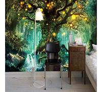 Papel pintado de bosque de cuento de hadas, póster de pared no tejido con foto 3D para dormitorio infantil y sala de estar, decoración del hogar