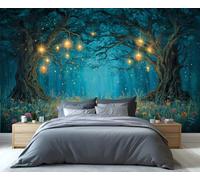 Papel pintado de bosque encantado para habitación de niños, papel pintado de flores silvestres para paredes para dormitorio, sala de estar, 300 x 210 cm