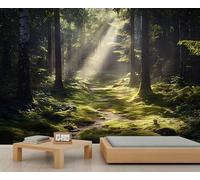 Papel pintado de bosque, mural grande de bosque, papel tapiz de abedul para dormitorio, mural de pared de paisaje, 100 x 70 cm (no se pela y pega)