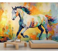 Papel pintado de caballo, mural grande con temática de animales, mural de pintura al óleo para dormitorio, mural de pared de caballo, 300 x 210 cm (no se despega)