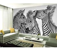 Papel pintado de cebra blanco y negro abstracto dibujado a mano papel tapiz no tejido 3D murales decoración de la par Pared Pintado Papel tapiz 3D Decoración dormitorio sala sofá mural-200cm×140cm