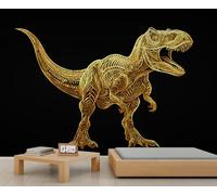 Papel pintado de dinosaurio dorado con tiranosaurio Rex Girl papel pintado abstracto animal dinosaurio mural para sala de estar dormitorio póster 500 x 350 cm