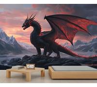 Papel pintado de dragón, mural grande occidental, papel tapiz de dragón para dormitorio, mural de pared de animales, 200 x 200 cm (no se pela y pega)