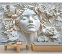 Papel pintado de estatua clásica, mural grande de rosa en relieve, mural de arte moderno para dormitorio, mural de pared de escultura - 200 x 200 cm (no se pela y pega)