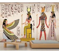 Papel pintado de faraón del antiguo Egipto, papel pintado para habitación de niñas, jeroglíficos y símbolos, papel pintado geométrico colorido para dormitorio de niñas, sala de estar, póster mural