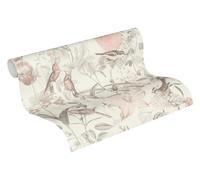 Papel Pintado De Flores Exotic Life Papel pintado tejido no tejido 10.05 m x 0.53 m Gris Rosa Naranja Fabricado en Alemania de A.S. Création 372762 37276-2
