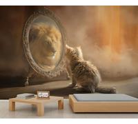 Papel pintado de gato león, murales de pared para sala de estar, papel pintado de animales, dormitorio, decoración de habitación, póster de 100 x 70 cm