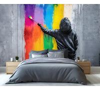 Papel pintado de graffiti de 366 x 254 cm, papel tapiz de espalda de niño para sala de estar, papel pintado fotográfico de homosexualidad paralela mexicana, murales de pared de graffiti arcoíris para