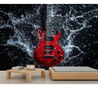Papel pintado de guitarra, mural de pared de guitarra musical, papel pintado para dormitorio, decoración de pared de música, 400 x 280 cm (no se despega)