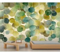 Papel pintado de hojas de acuarela, papel pintado con patrón de hojas de eucalipto, papel pintado de plantas de dólar plateado, para dormitorio de niños, sala de estar, pinturas artísticas, murales de