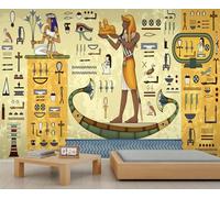 Papel pintado de jeroglíficos del antiguo Egipto, papel de pared con símbolos pictográficos, patrones decorativos, papel tapiz abstracto geométrico para niños, papel de pared para dormitorio, sala de