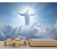 Papel pintado de Jesús para escalera, papel pintado de cielo azul para habitación de niños para dormitorio, póster mural para sala de estar, comedor, decoración de 300 x 210 cm