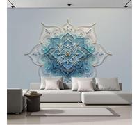 Papel Pintado De Mandala Degradado 350x256cm, Fotomurales Papel Pintado Estilo Bohemio Retro, Panoramico Decorativos Dormitorio Salón Sala Azul-Verde Murales Papels Tapiz