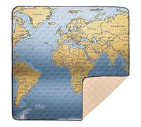 Papel pintado de mapa del mundo de estilo metálico, suave, grueso, para gimnasio y actividades para el suelo, tapete acolchado ligero para bebés, niños pequeños, 50 x 50 pulgadas