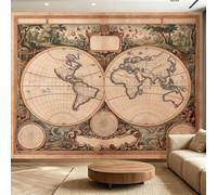 Papel pintado de mapa del mundo para sala de estar, murales náuticos vintage para dormitorio, 300 x 210 cm, arte de pared no tejido, papel pintado fotográfico efecto 3D para decoración de pared