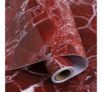 Papel pintado de mármol, rollo papel contacto plástico con parte trasera adhesiva rojo for encimera cocina, varios tamaños(80cm*10m)