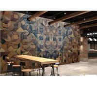 Papel Pintado De Moda Tablero De Madera Tridimensional Cuadrado Collage Tienda De Bebidas Restaurante Occidental Fondo Mural De Pared Té De La Tarde Cafetería Papel Pintado,3D,200x140cm