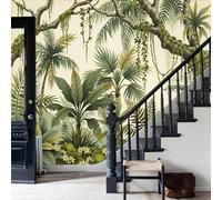 Papel Pintado De Mural-Helechos de la selva tropical - 350x256cm - hoja Acuarela Decorativos Murales Papel Tapizverde esmeralda Fotográfico Dormitorio Oficina Hotel Spa