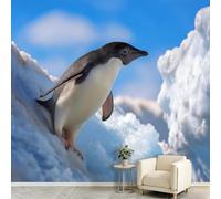 Papel pintado de paisaje ártico polar - Mural de pared 150 x 105 cm, no tejido, impresión artística de alta calidad, para decoración de dormitorio, póster de animales, pingüinos, nieve, no se pela ni