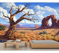 Papel pintado de paisaje del desierto, mural de pared de sitios del Patrimonio Mundial, papel pintado de paisaje natural para sala de estar, dormitorio, fondo de TV, decoración de hotel, bar, 400 x