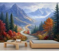 Papel pintado de paisaje, mural grande de montaña del bosque, papel pintado para dormitorio, mural de pared de paisaje, 200 x 140 cm (no se pela y pega)