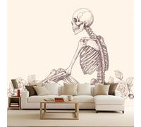 Papel pintado de papel Calavera tejido no tejido Standard 150x105 cm Gótico Fotomurales XXL Moderna Decorativos Murales Papel tapiz Art Decó fotográfico Dormitorio Para la sala