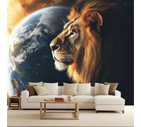 Papel pintado de papel león tejido no tejido Standard 150x105 cm Universo Planeta Tierra León Fotomurales XXL Moderna Decorativos Murales Papel tapiz Animal fotográfico Dormitorio Para la sala